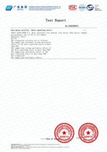 mefiss certificate of SSS Fiber anti-mite performance after 160 washes