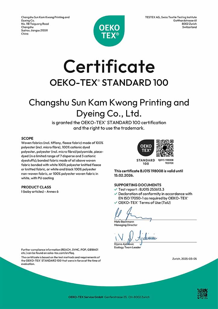 OEKO Dyeing Certification