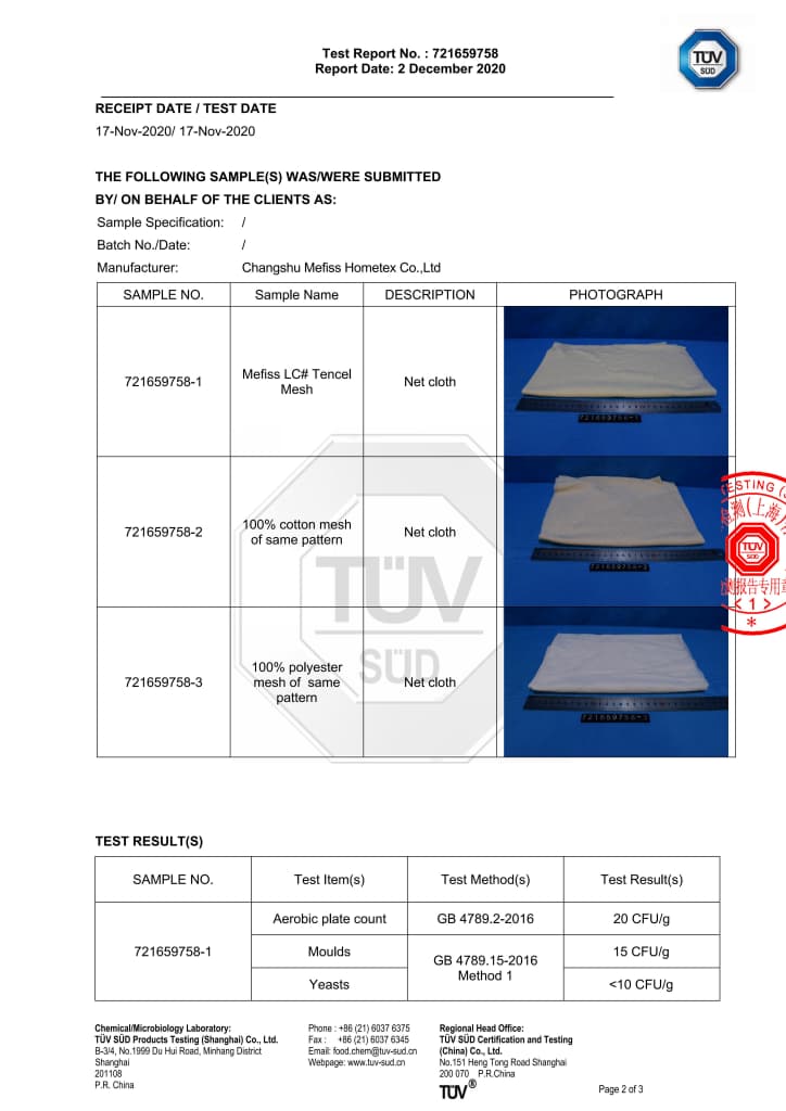 Natural Antibacterial LC Mesh Fabric Test